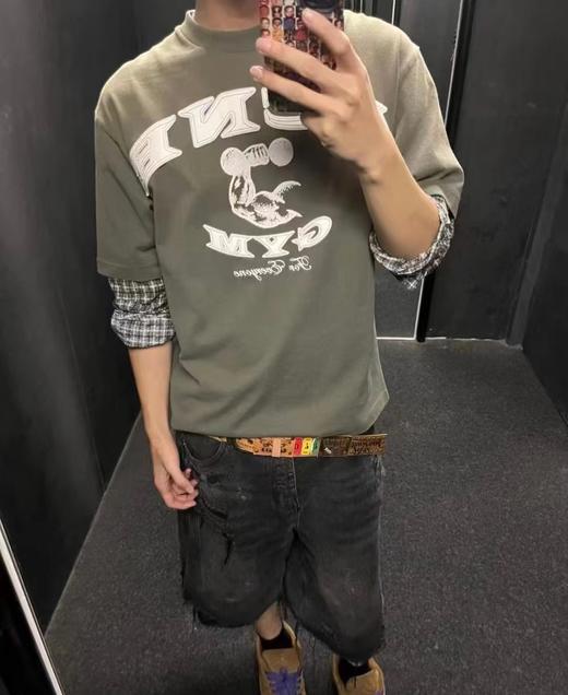F031611鹿晗同款美式街头贴皮刺绣经水洗假两件长袖T恤 商品图8