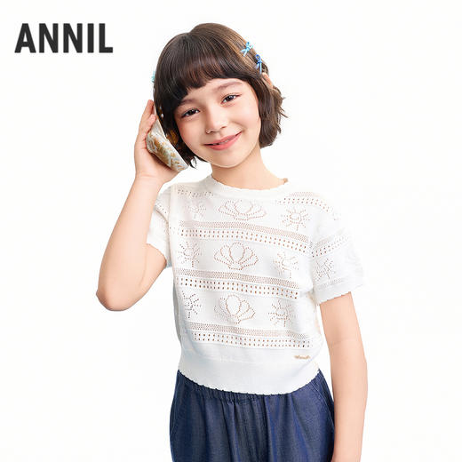 【实体店同款】女童短袖针织衫夏季新款安奈儿童装AG624135 商品图0