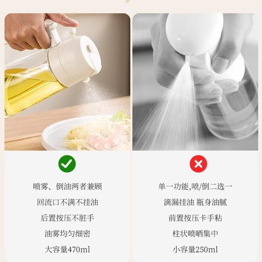 【均匀雾化❗不挂油不滴油】油壶喷倒两用喷油壶厨房喷油瓶雾化家用玻璃按压式油喷壶一体油瓶。xa 商品图2