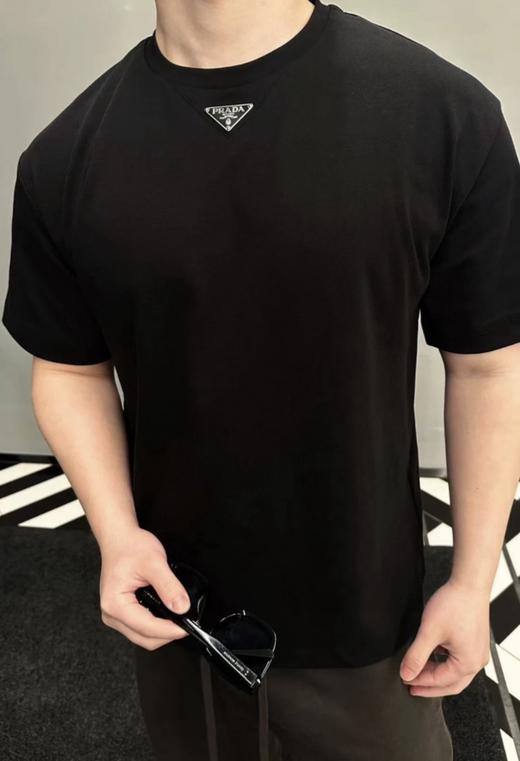 普拉达 三角标logo短袖T恤 黑色 男女同款（DY） 商品图2