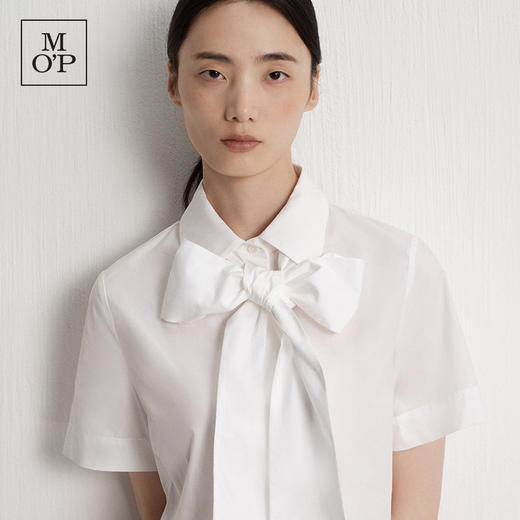 Marc O'Polo/MOP夏季新款好看白色时尚设计裁剪法式女士短袖衬衫 商品图3
