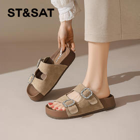 星期六26夏新款精致钻扣百搭厚底勃肯拖SSE2110CTW