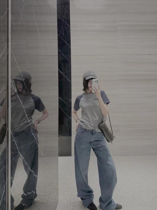 F031685早春学院风氛围感拉满贴布绣撞色半开领开衫短袖 商品图7