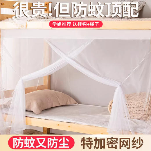 【上下床通用❗️加密防蚊蚊帐】宿舍防蚊就选它！特加密网纱，蚊子进不来，轻盈透气不闷人，老式家用卧室1米8床单人床简易寝室纹帐L 商品图0