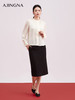 【商场同款】阿菁娜春季新款飘带衫不对称荷叶边珍珠扣点缀精致灵动柔美A31C109013 商品缩略图4