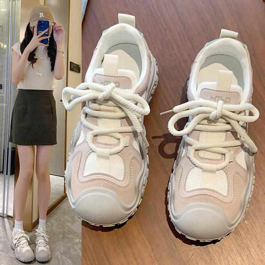 「春夏新款！复古好搭」新款网红爆款复古休闲登山鞋透气网面好搭厚底跑步运动鞋女鞋 商品图0