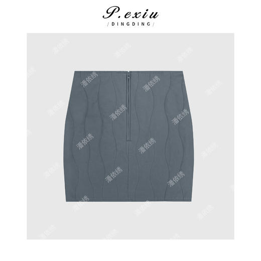 03-3潘依绣丁丁宠粉极简主义波浪纹明线短裙 Q9048 商品图1