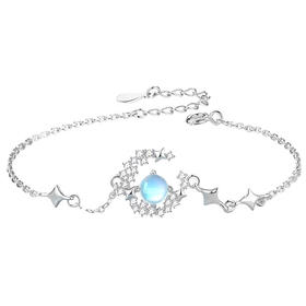 卡蒂罗KADER 满天星手链 925银梦幻浪漫月亮星星甜美百搭轻奢精致优雅设计可调节拼接链 怦然心动百搭高级感