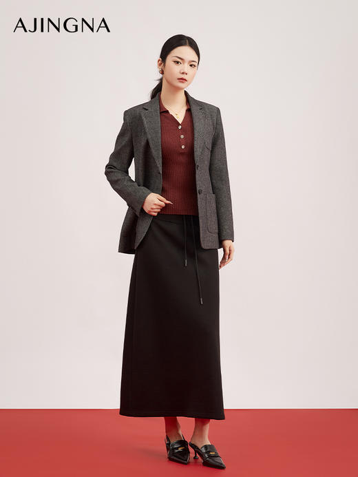 【商场同款】阿菁娜春季新款气质牛仔单西装灰色调百搭挺括穿出职场时尚感A30Q108020 商品图3