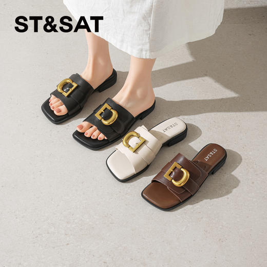 星期六26夏新款时尚金属扣休闲度假凉拖SSE2110CHU 商品图0