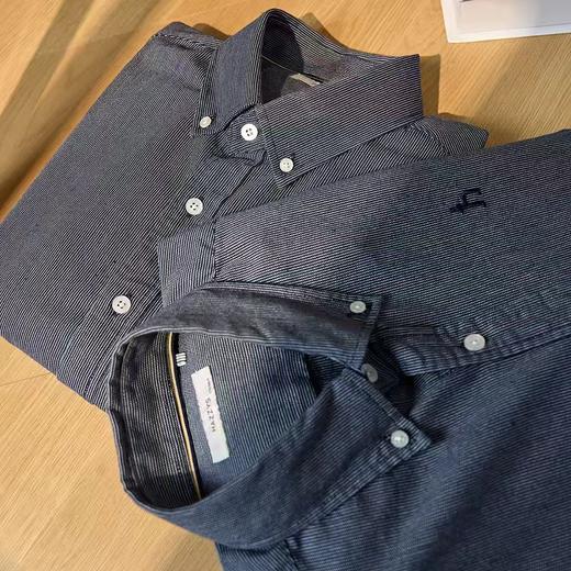 F031695春季新款长袖纯色棉质衬衫男条纹商务休闲衬衣 商品图6