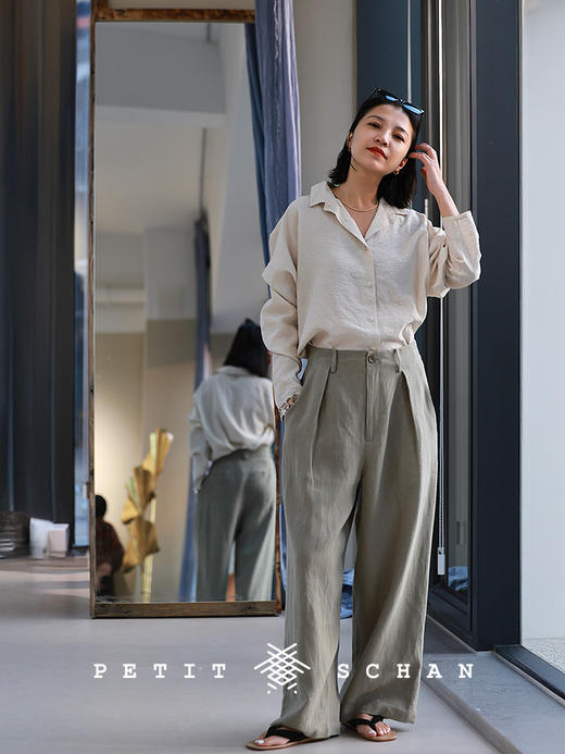 Petit Schan小闪 CLO#1073 Tension in stillness 静张力 纯亚麻直筒休闲裤 商品图3