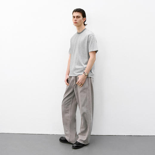 714street复古细条纹短袖上衣2026夏季潮牌宽松撞色圆领情侣T恤男 商品图1