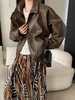 F031692女装欧美立领机车感PU皮长袖立领夹克短外套 商品缩略图9