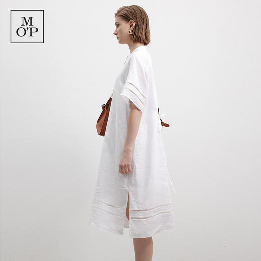 Marc O'Polo夏季新款好看时尚白色廓形圆领纽扣设计半袖连衣裙女 商品图2
