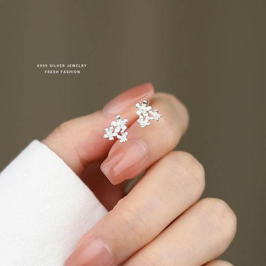 【三生花语】s999纯银温柔三朵花耳饰【YXS-E4348】 商品图2