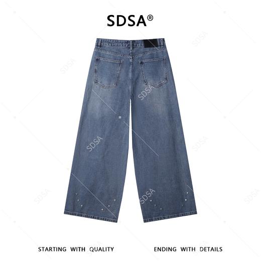 SDSA男装2026新款高贵轻奢美式复古破洞铆钉阔腿牛仔裤百搭时尚 商品图4