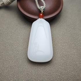 新疆和田玉且末料羊脂玉雅致幽兰平安牌 312-3