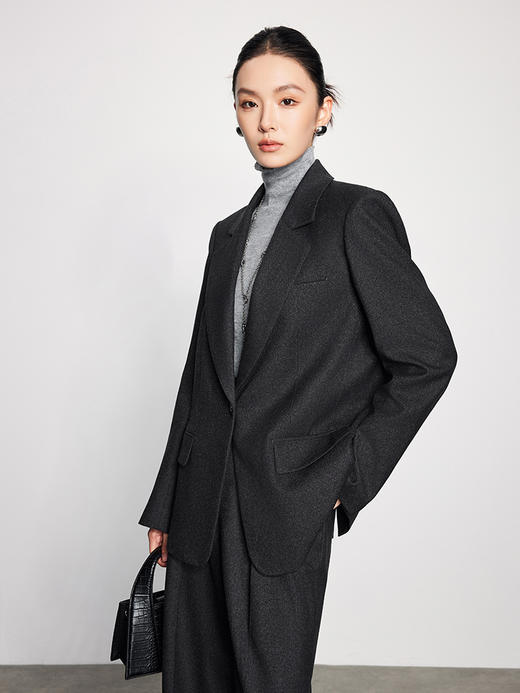 法小曼*子珍高定设计款复古老钱风西装套装女宽松显瘦大板英伦风一粒扣西服女 商品图4