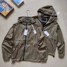 F031652男士卡其纯色连帽轻便户外夹克春秋薄外套风衣防晒服