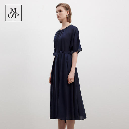 Marc O'Polo/MOP夏季新款好看圆领半袖复古长裙天丝系腰带连衣裙 商品图2