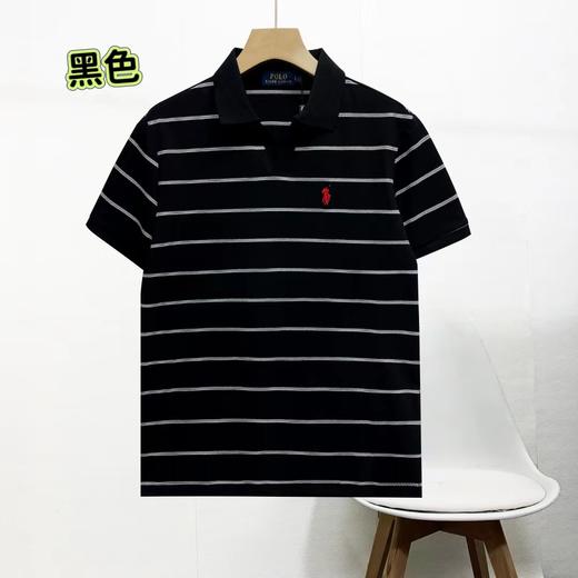 F031623春季新款水洗拉架珠地网眼棉条纹小马刺绣纯棉T恤POLO衫 商品图3