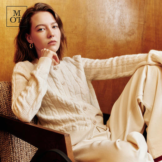 Marc O'Polo/MOP新年系列25春秋季新款绵羊毛圆领绞花针织开衫女 商品图2