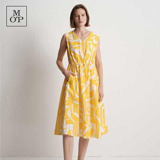 Marc O'Polo/MOP夏季新款好看设计感印花收腰V领长裙无袖连衣裙女 商品图0