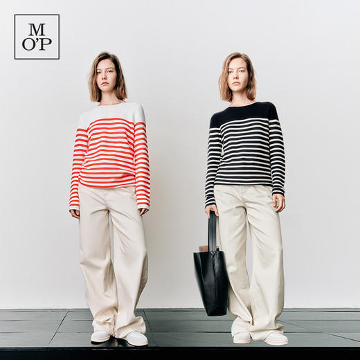 Marc O'Polo/MOP25春秋季新款宽松时尚纯棉条纹圆领长袖T恤女上衣 商品图1