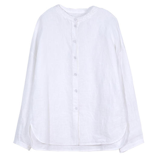 牧衣游原创 手工抽皱汉麻衬衫舒适透气轻薄简约百搭白色衬衣 德馨 商品图4