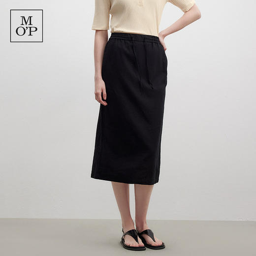 Marc O'Polo夏季新款好看时尚百搭黑色长款亚麻混纺半身裙女半裙 商品图3