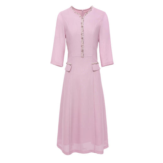 「高货deo」全新升级【铂金会员441/天猫599/差价158】(12742)洛诗琳气质优雅手工钉珠连衣裙2026轻奢小香风显瘦A字裙 商品图4