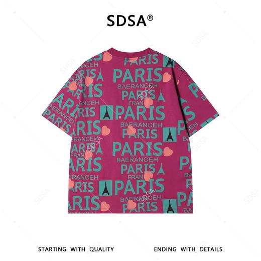 26T147SDSA男装2026新款高贵轻奢美式撞色满印字母印花圆领短袖T恤百搭 商品图5