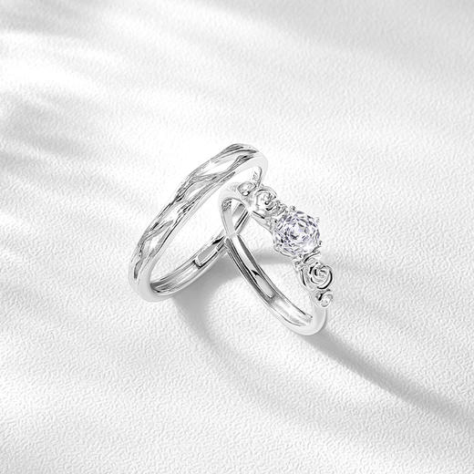 卡蒂罗KADER  玫瑰颂歌情侣对戒 925银璀璨闪耀炽热的真心男女友开口可调节一对 浪漫恋爱告白氛围感 商品图4