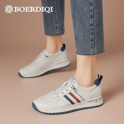 波尔谛奇【头层牛皮】运动休闲鞋女2026春夏新款舒适增高免系带板鞋子 商品图12