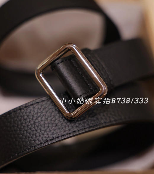 THE ROW有好又便宜 双面头层荔枝纹免打孔女士真皮腰带极简方扣腰高级感百搭 商品图0