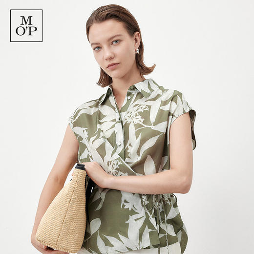 Marc O'Polo/MOP夏季新款好看气质设计感无袖绑带印花衬衫女上衣 商品图1