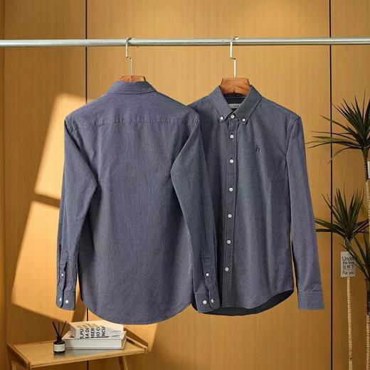 F031695春季新款长袖纯色棉质衬衫男条纹商务休闲衬衣 商品图11