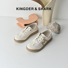 经典鲨2026年夏季专柜新品牛皮革薄款镂空透气通勤休闲鞋女KW233-629051