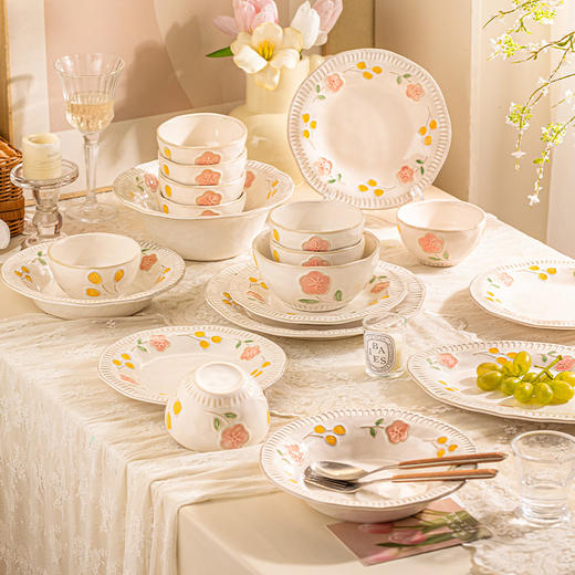 摩登主妇蜂蜜花房釉下彩米饭碗家用2026新款碗具陶瓷汤面碗漂亮的盘子鱼盘 商品图4