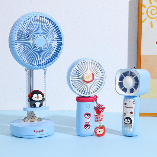 【三档大风力❗小巧便携】可爱企鹅系列台式风扇便携随身女生手持小风扇USB充电风扇彩盒装。rh 商品图3