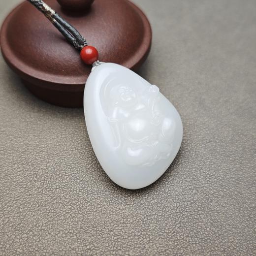 新疆和田玉且末料羊脂玉精美如意佛牌 312-14 商品图3