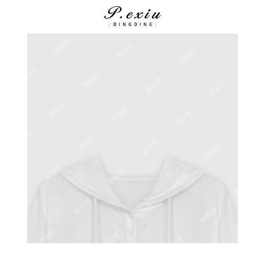 03-3潘依绣丁丁宠粉百搭半排扣褶皱连帽上衣 Q56041 商品图2