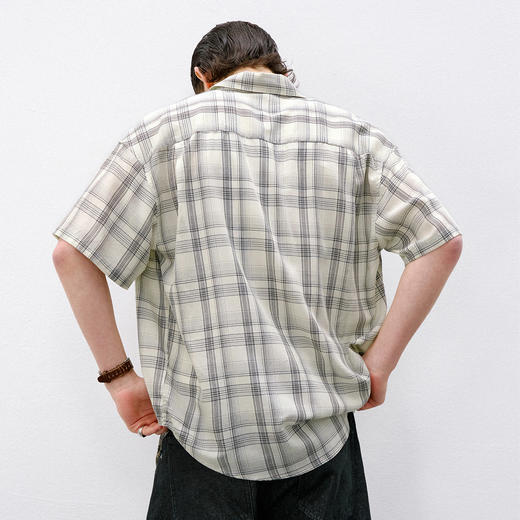 714street轻薄亲肤莱赛尔天丝格子衬衫男款 2026夏季休闲短袖衬衣 商品图1