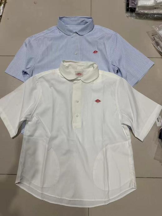 F031688简约日系甜美娃娃领纯色条纹套头短袖衬衣衬衫 商品图4