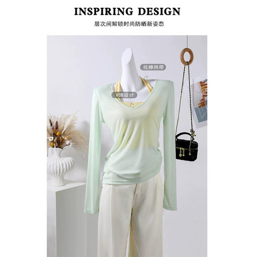 【多巴胺2件套！夏季防晒罩衣】 薄荷绿色夏日轻薄罩衫 薄纱上衣 女开春多巴胺吊带两件套装 春夏穿搭 商品图1