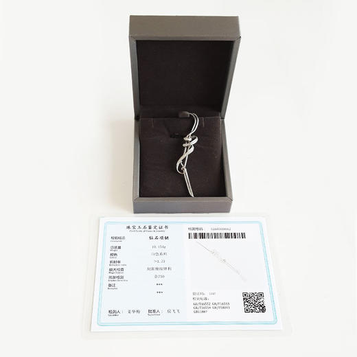 【天然正品】AU750白金简约时尚设计师款0.82克拉群镶钻石项链30CM（长度可调节）020326NJ27 商品图1