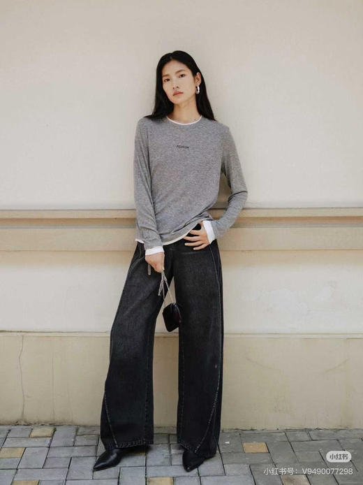 【秒杀价已调 直接拍】Mo家 莱赛尔棉 假两件 圆领长袖针织衫 商品图2