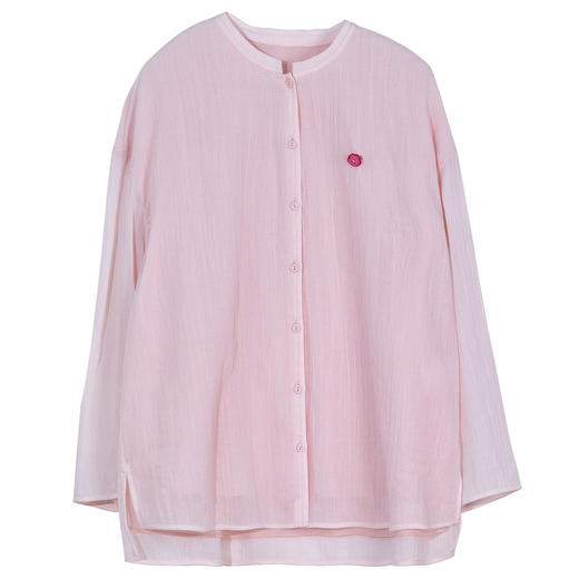 牧衣游原创 棉麻衬衫新款通勤粉色轻薄文艺休闲百搭衬衣开衫 小眠 商品图4