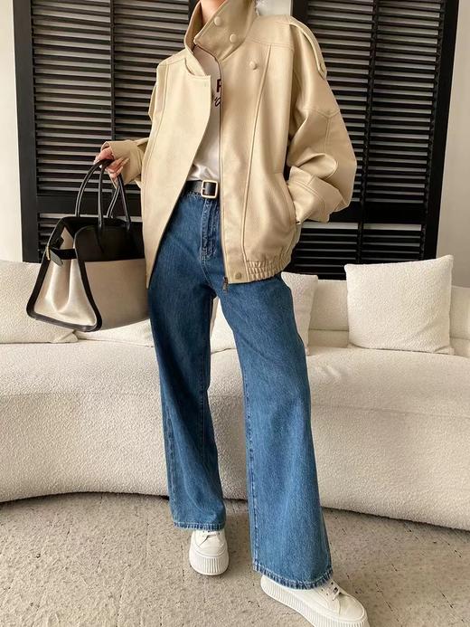 F031692女装欧美立领机车感PU皮长袖立领夹克短外套 商品图11